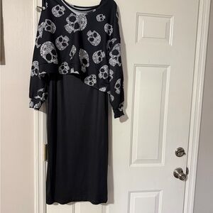 Black Skull Print Dress